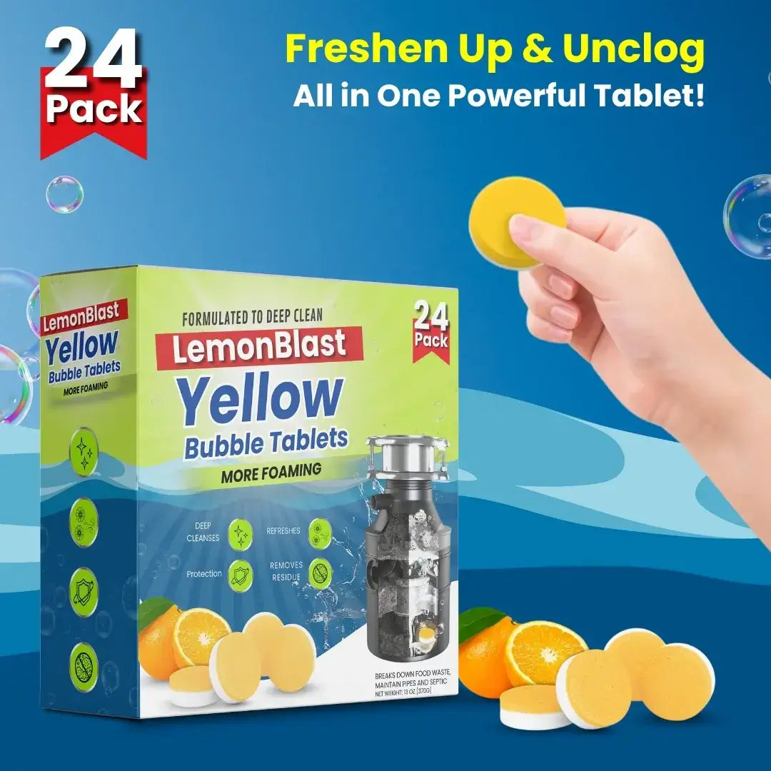 FreshFlow™ Yellow Bubble Tablets Odor Eliminator + Blockage Remover