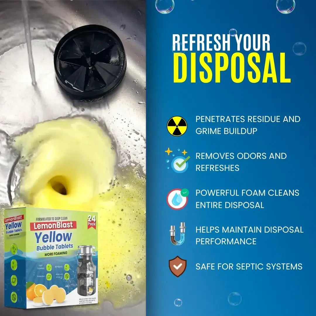 FreshFlow™ Yellow Bubble Tablets Odor Eliminator + Blockage Remover