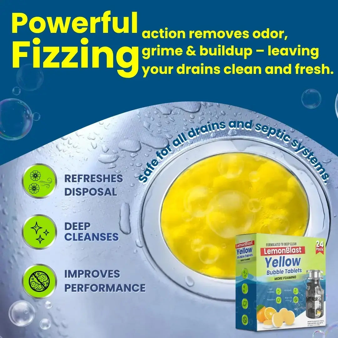 FreshFlow™ Yellow Bubble Tablets Odor Eliminator + Blockage Remover