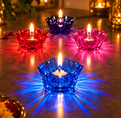 FestivaGlow Reflection Diya Set - Pack of 12 Pcs