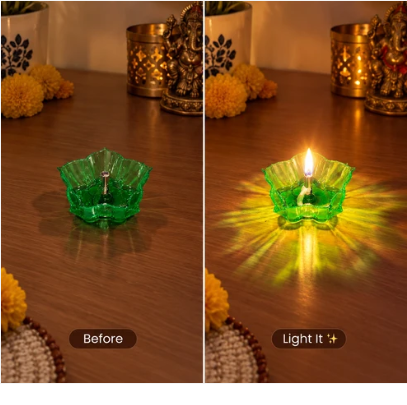 FestivaGlow Reflection Diya Set - Pack of 12 Pcs