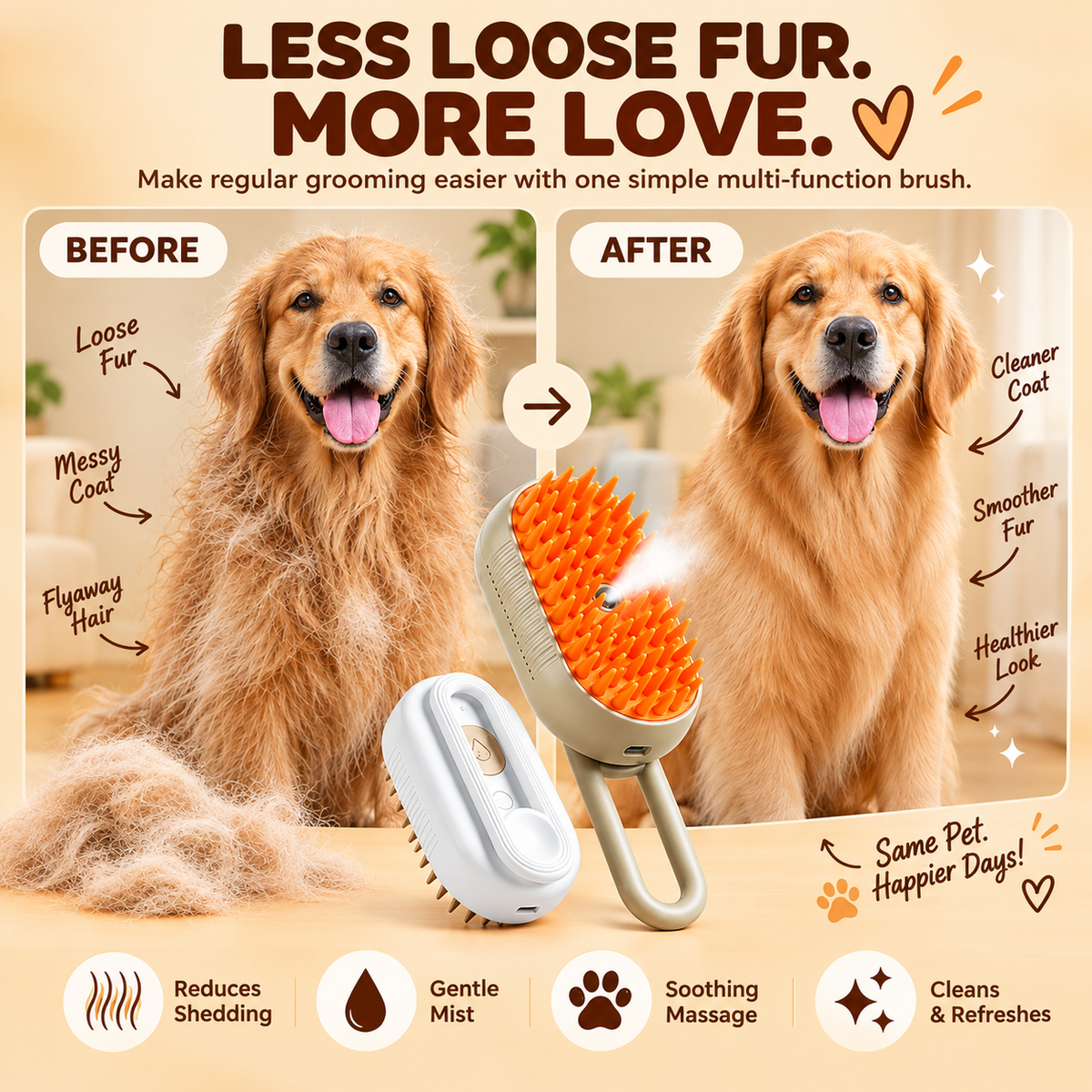 SteamGroom Pro™ – Pet Steam Grooming Brush