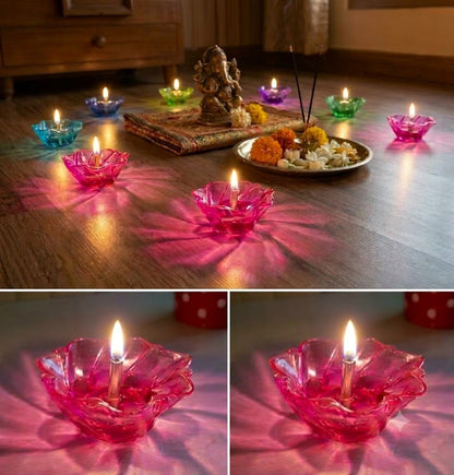 FestivaGlow Reflection Diya Set - Pack of 12 Pcs